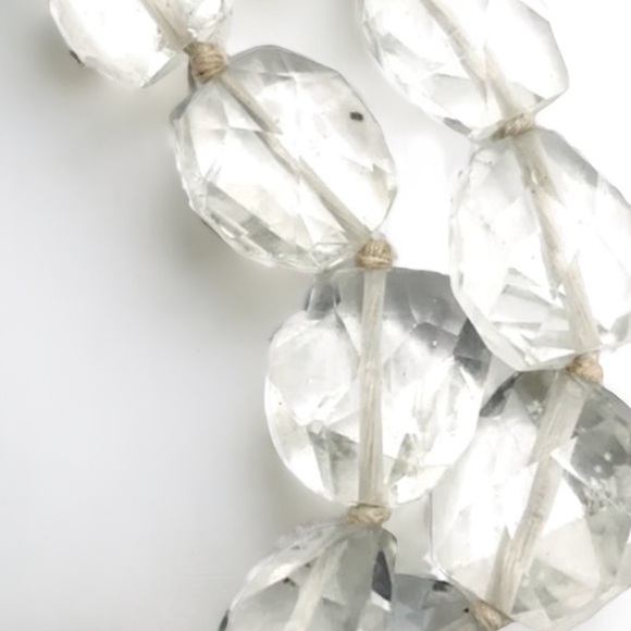 Vintage Large Heavy Glass Rock Cut Crystal Handknotted Bead Beaded Necklace 30” - Picture 3 of 4